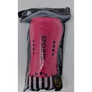 Pink Soccer Shin Guards Sports Hard Shell EVA Cushioned Adjustable Straps Size S